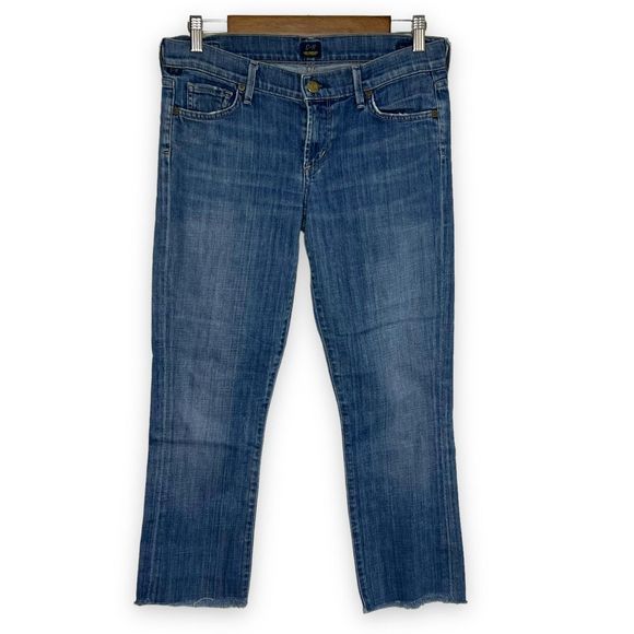 Citizens Of Humanity Blue Five Pocket‎ Low Rise Straight Leg Crop Jeans Size 28 - Picture 1 of 16